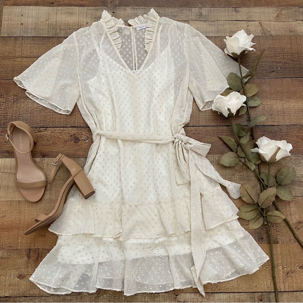 Dress Mini Cream Tiered Sheer Overlay Dress⭐️Excellent Condition Summer Party